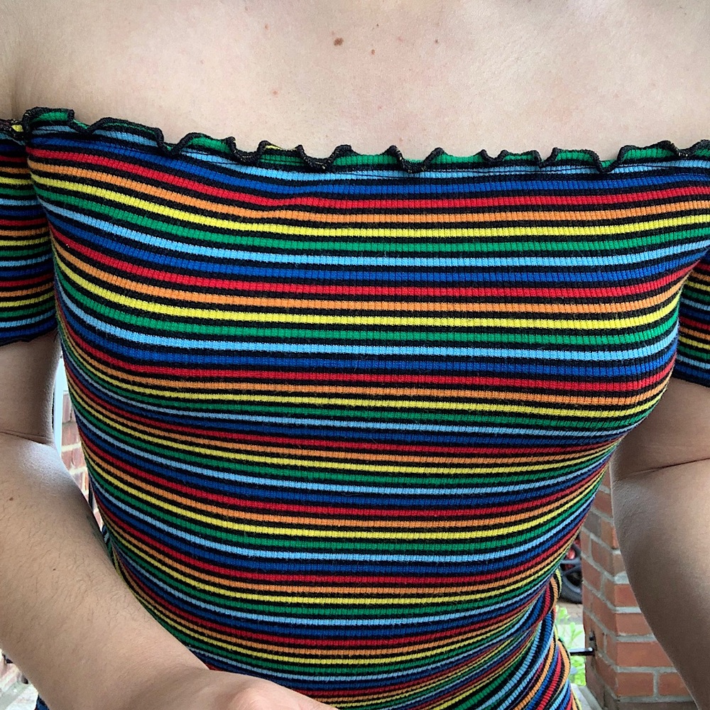 Rainbow Striped Formfitting Mini Dress - Size S/M - Picture 4 of 4